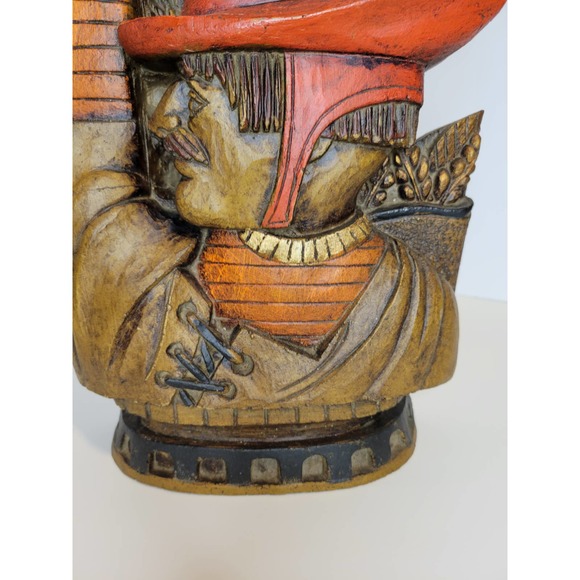 Vintage 1970s Vanguard Studios Man with Wheat Wood Carving Sculpture - Picture 8 of 9